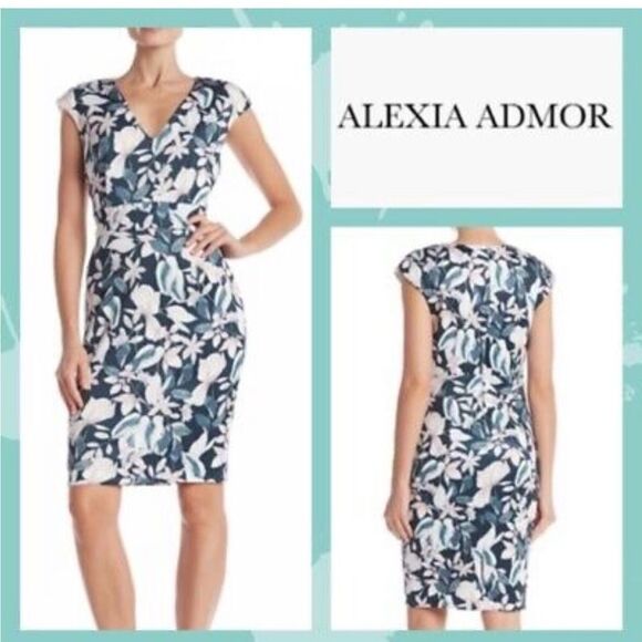 ✨ HP✨Alexia Admor V Neck Scuba Sheath Dress✨ - Picture 1 of 4